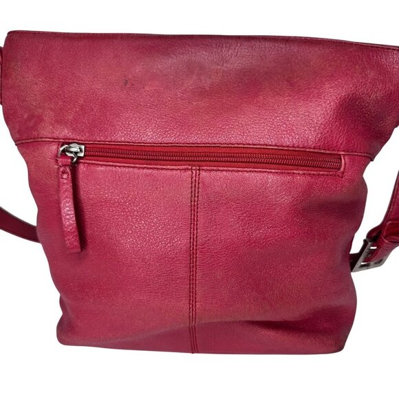 Stone and Co Pebbled Red Leather Crossbody Bag Soft Boho Festival 70s 90s y2k - Picture 1 of 16